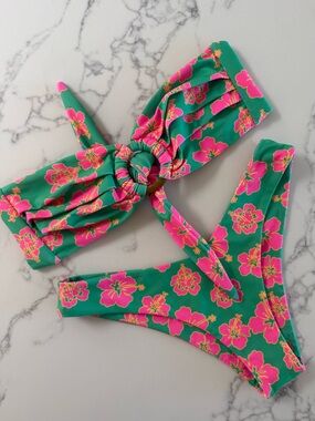 Kulani Kinis Bandeau Top & Cheeky Bottom Bikini SET - Melon Sorbet - Size XS/S